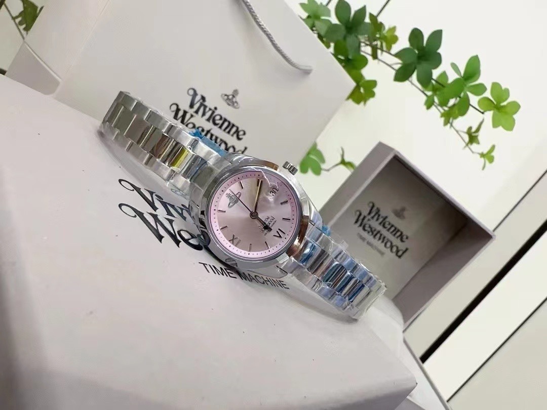 Buy replica Vivienne Westwood Light Pink Dial Saturn Watch - 28MM and replica jewelry from PICKS Jewelry