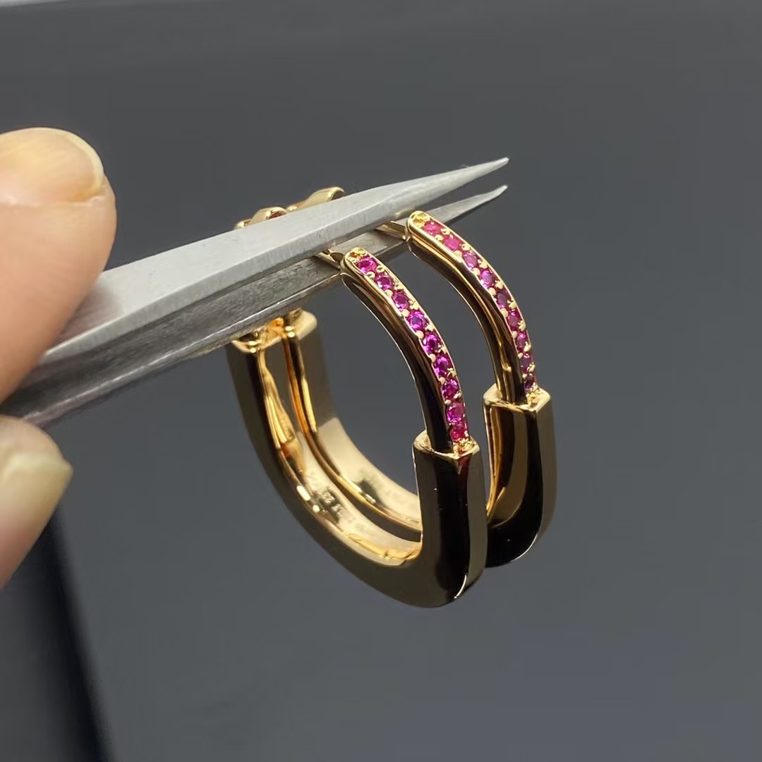 Buy replica Tiffany Pink Diamond Lock Earrings and replica jewelry from PICKS Jewelry