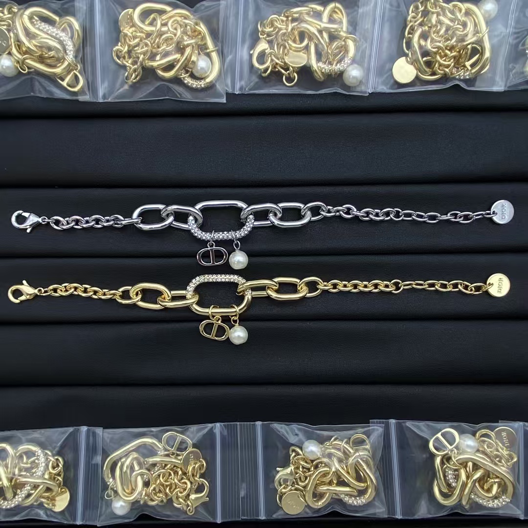 Buy replica Dior CD and Pearl Charms Chain Bracelet and replica jewelry from PICKS Jewelry