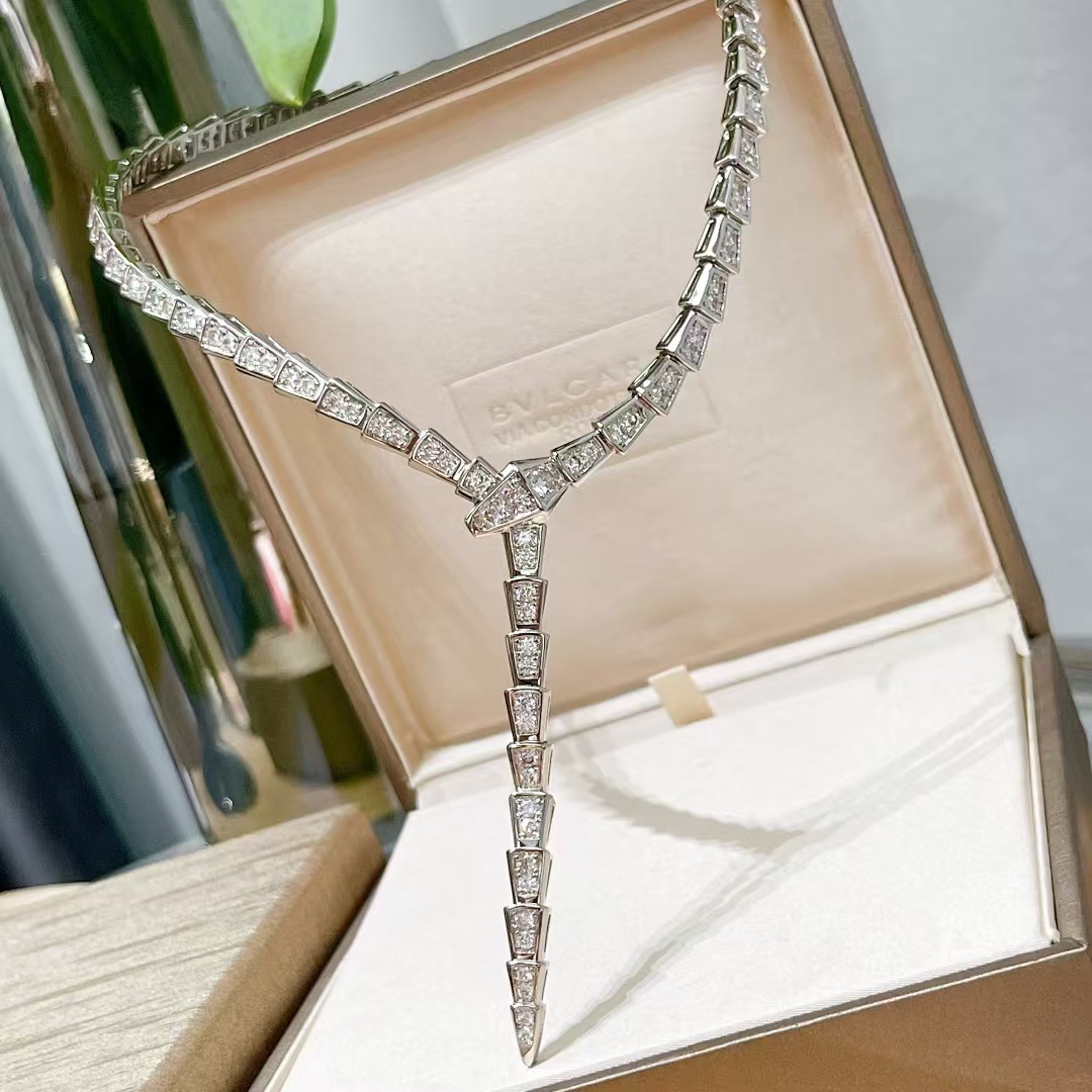 Buy replica Bvlgari Serpenti Viper Necklace - Full Diamond and replica jewelry from PICKS Jewelry