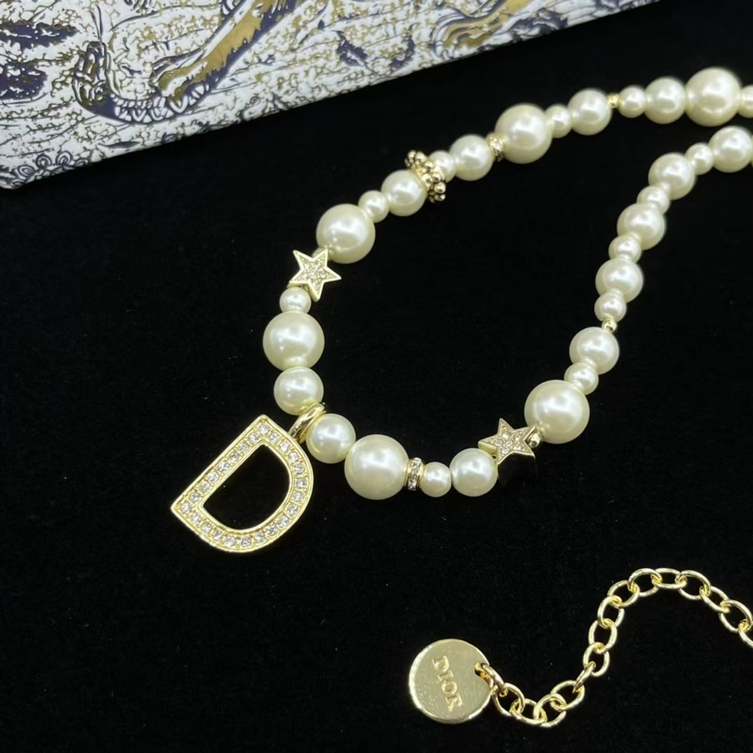 Buy replica Dior Letter D Pendant Pearl Necklace and replica jewelry from PICKS Jewelry