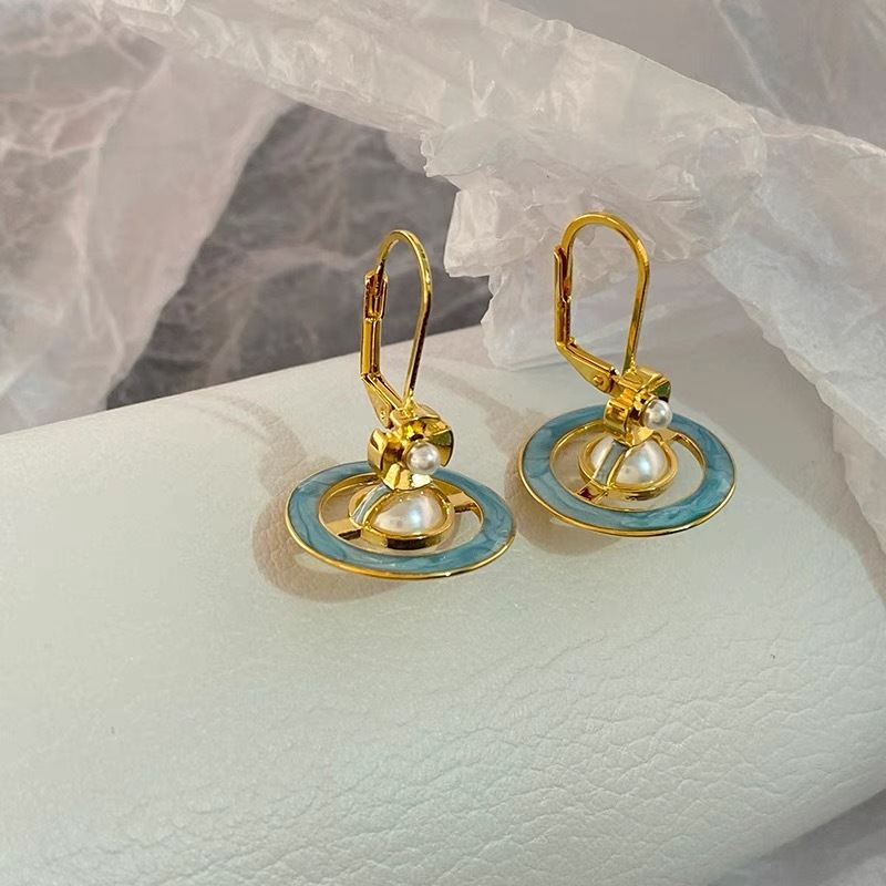 Buy replica Vivienne Westwood Enamel Saturn Pearl Earrings and replica jewelry from PICKS Jewelry
