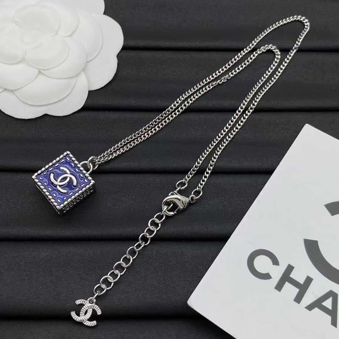 Buy replica Chanel Denim Cube Pendant Necklace and replica jewelry from PICKS Jewelry