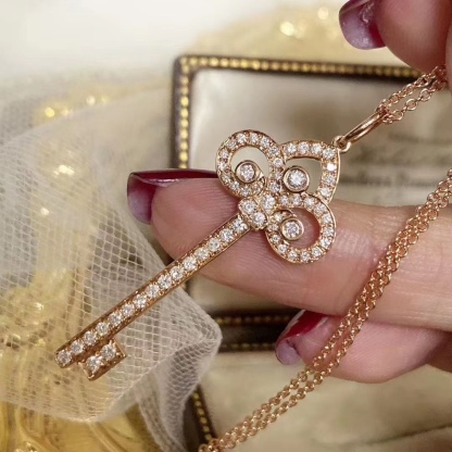 Buy replica Tiffany Full Diamond Crown Key Pendant Necklace and replica jewelry from PICKS Jewelry