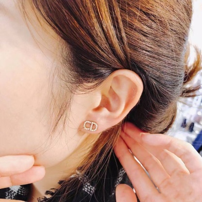Buy replica Dior Classic Diamond Paved CD Stud Earrings and replica jewelry from PICKS Jewelry