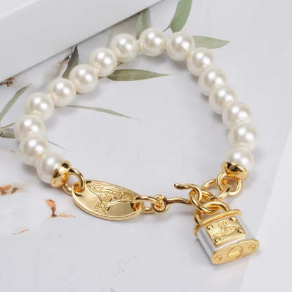 Buy replica Vivienne Westwood Lock Charm Pearl Bracelet and replica jewelry from PICKS Jewelry