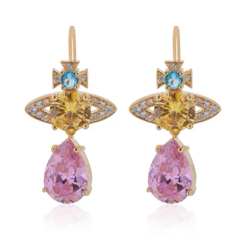 Buy replica Vivienne Westwood Luxury Colorful Diamond Teardrop Earrings and replica jewelry from PICKS Jewelry