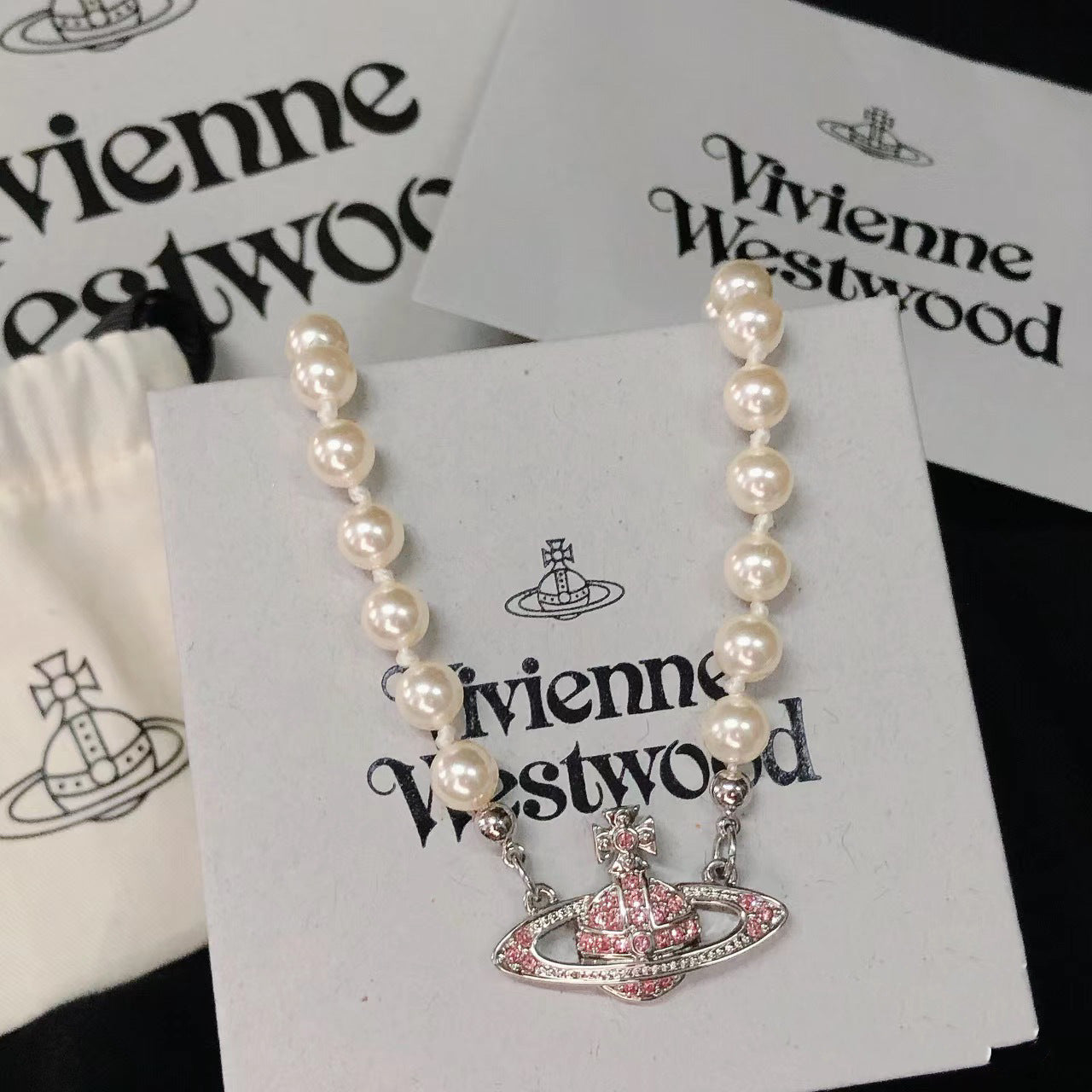Buy replica Vivienne Westwood Pink Saturn Necklace and replica jewelry from PICKS Jewelry