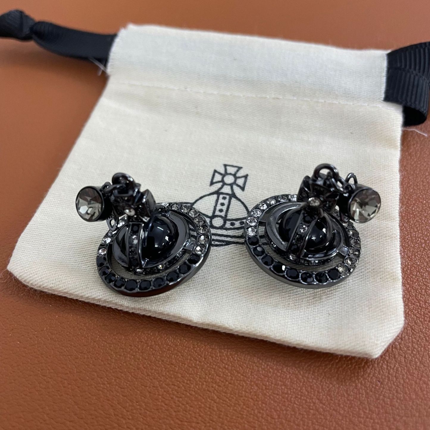 Buy replica Vivienne Westwood Punk Style Cool Girl Black Saturn Earrings and replica jewelry from PICKS Jewelry