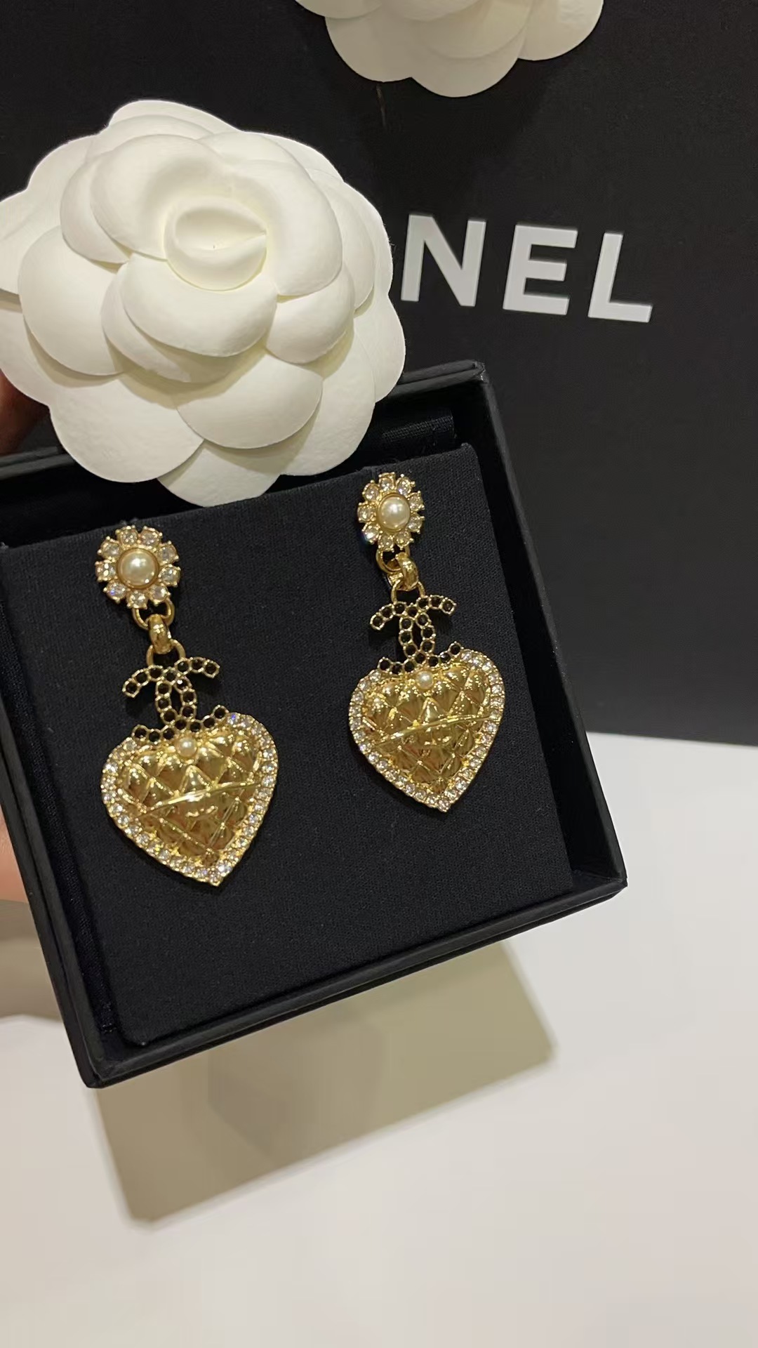 Buy replica Chanel Love Heart Dangle Earrings and replica jewelry from PICKS Jewelry