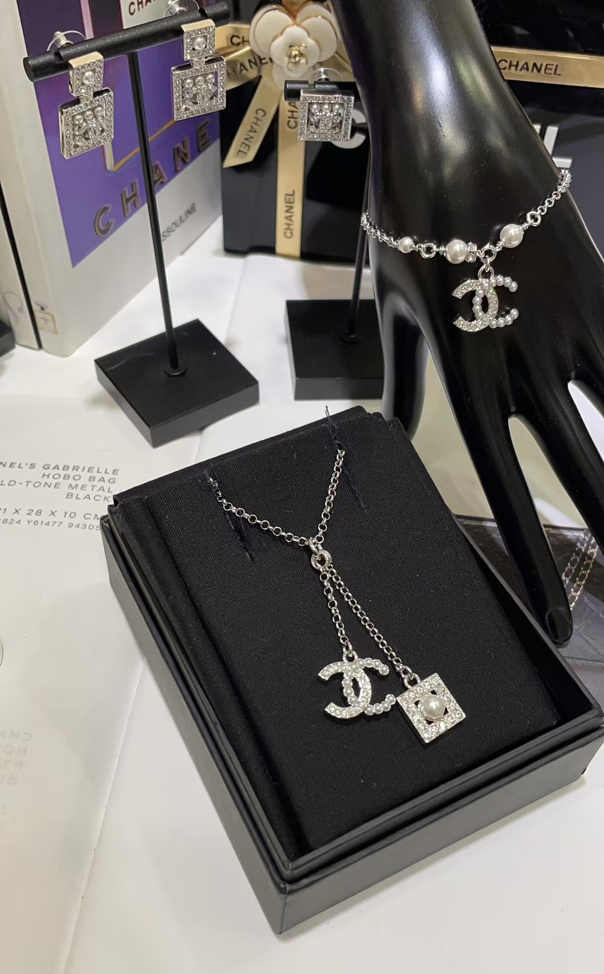 Buy replica Chanel Two Pendants Drop Y Necklace and replica jewelry from PICKS Jewelry