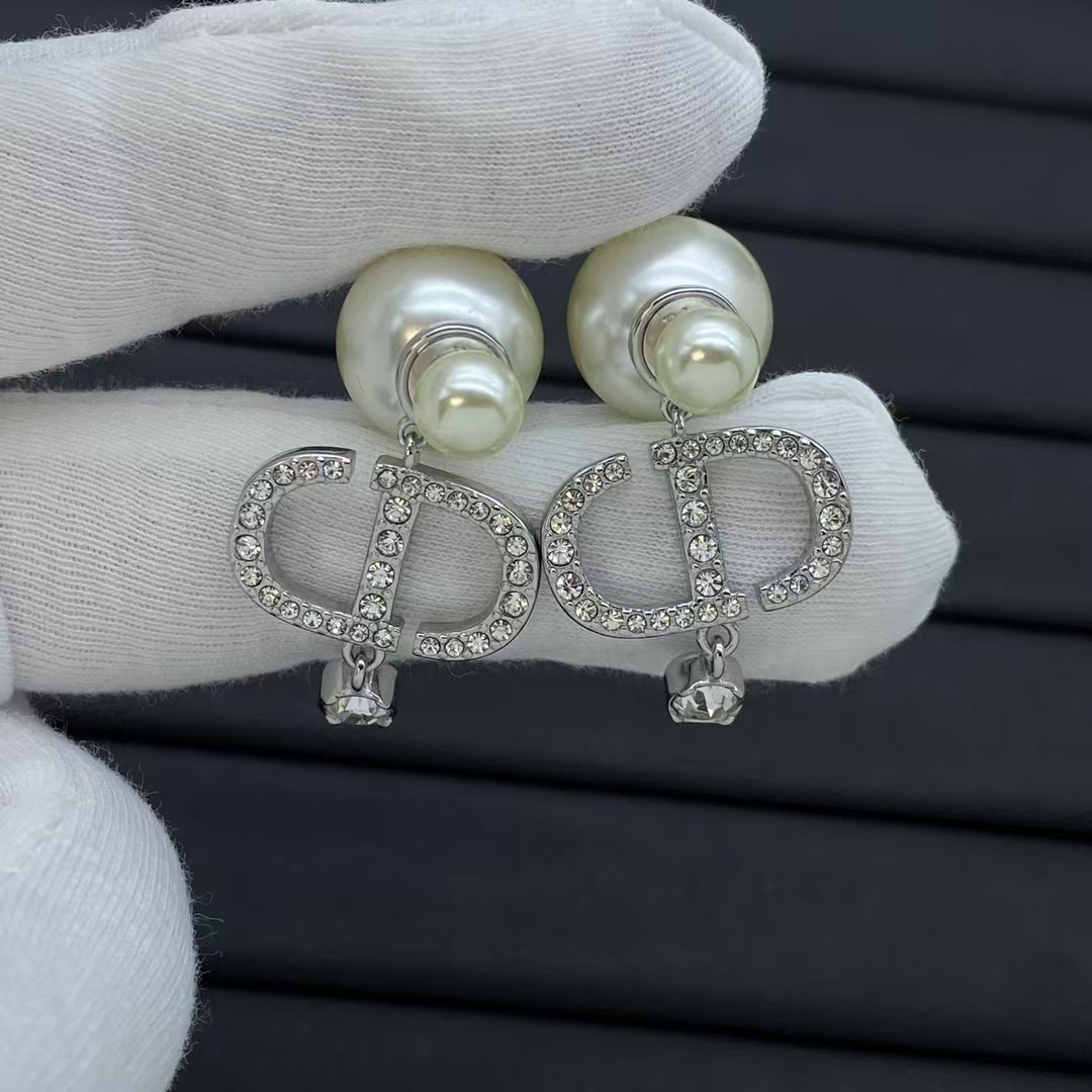 Buy replica Dior Silver CD Drop Pearl Earrings and replica jewelry from PICKS Jewelry