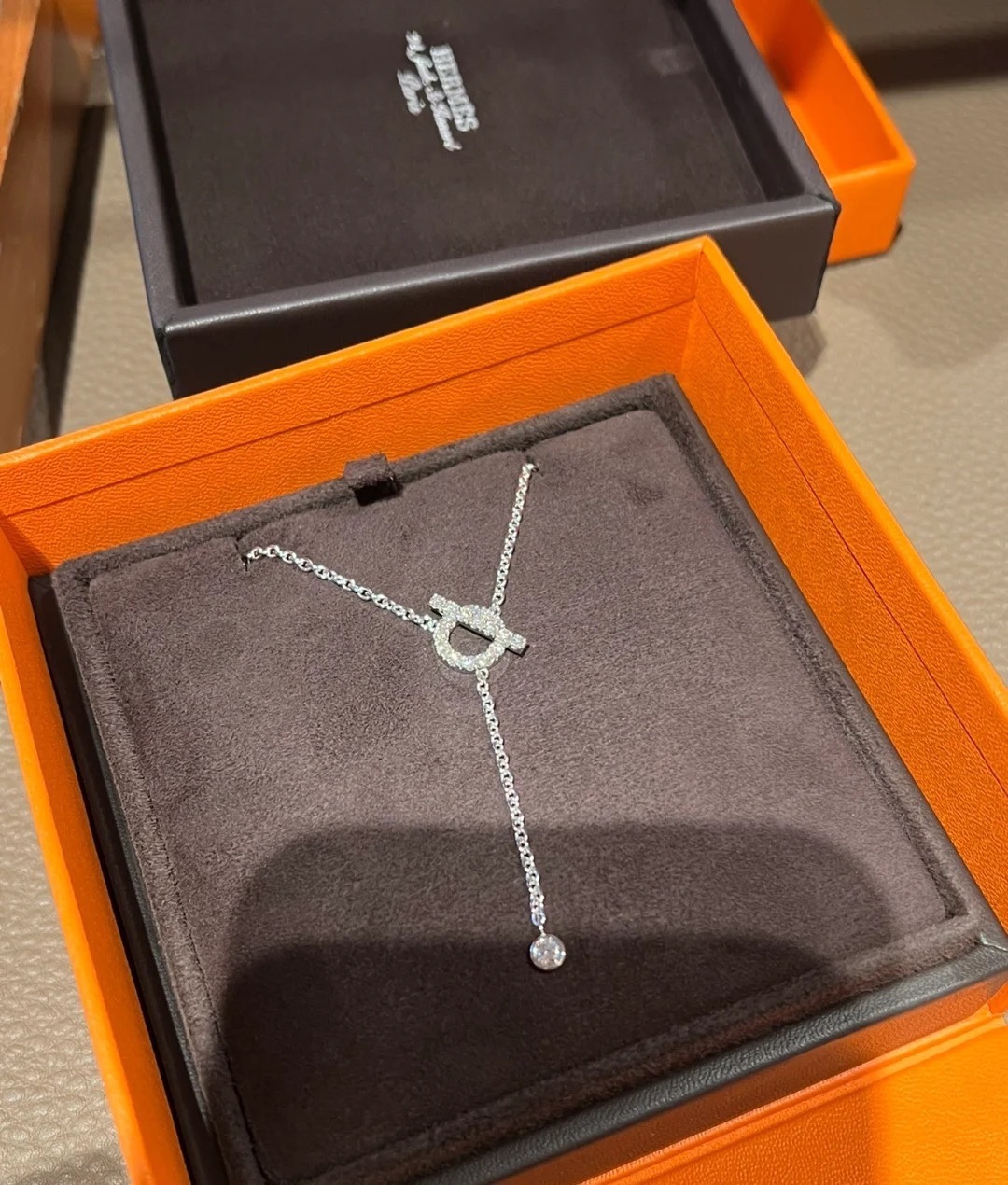 Buy replica Hermes Q Tassel Y Style Necklace and replica jewelry from PICKS Jewelry