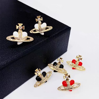 Buy replica Vivienne Westwood Enamel Love Heart Saturn Earring Stud and replica jewelry from PICKS Jewelry