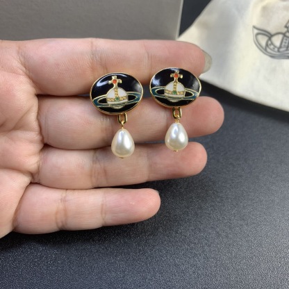 Buy replica Vivienne Westwood Enamel Detachable  Teardrop Pearl Earrings and replica jewelry from PICKS Jewelry