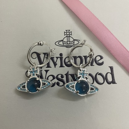 Buy replica Vivienne Westwood Blue Green Lucky Bead Saturn Earrings and replica jewelry from PICKS Jewelry