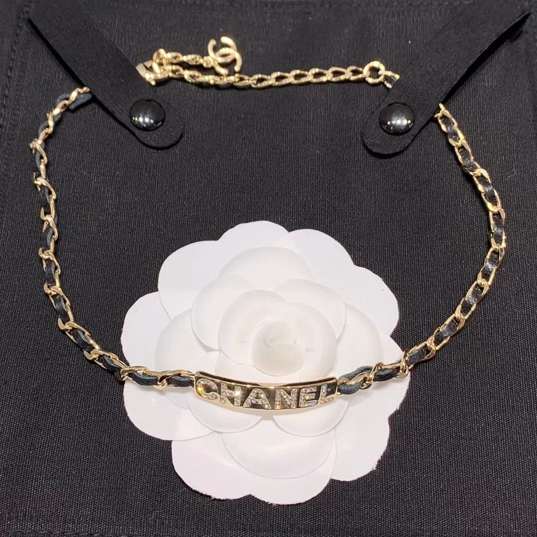 Buy replica Chanel Leather Cuban Chain Choker Necklace and replica jewelry from PICKS Jewelry