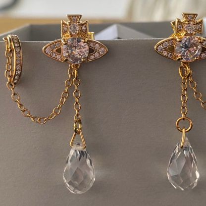Buy replica Vivienne Westwood Climber Ear cuff Saturn Waterdrop Crystal Earrings and replica jewelry from PICKS Jewelry