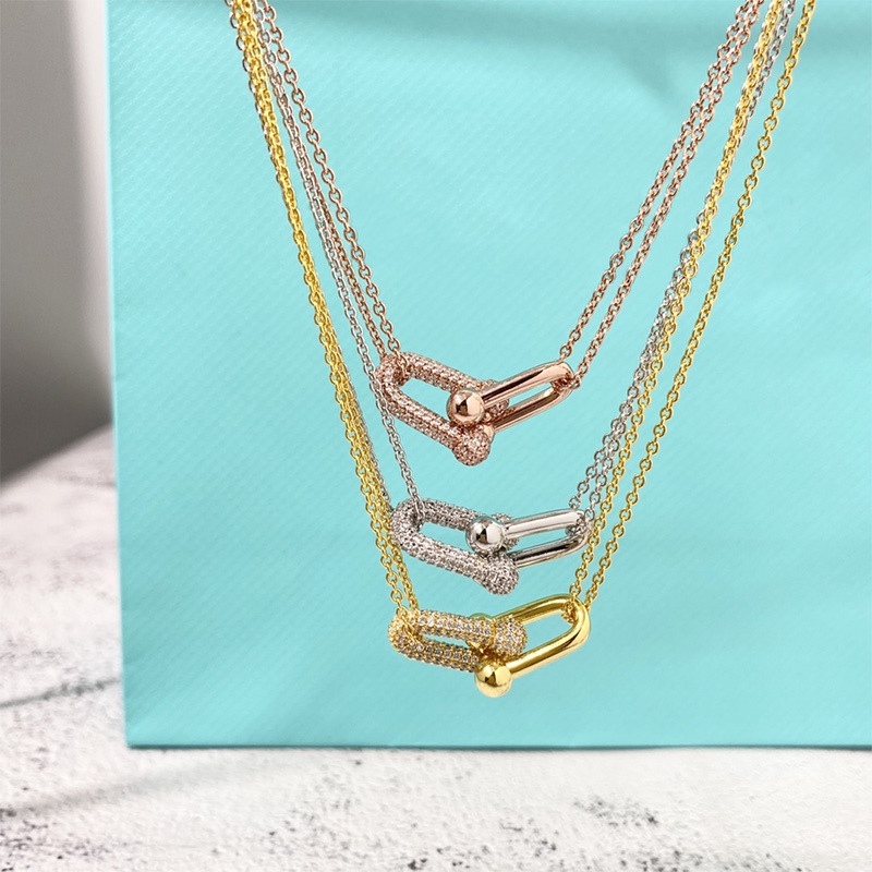 Buy replica Tiffany Diamond Double Horseshoe Clasp Pendant Necklace and replica jewelry from PICKS Jewelry