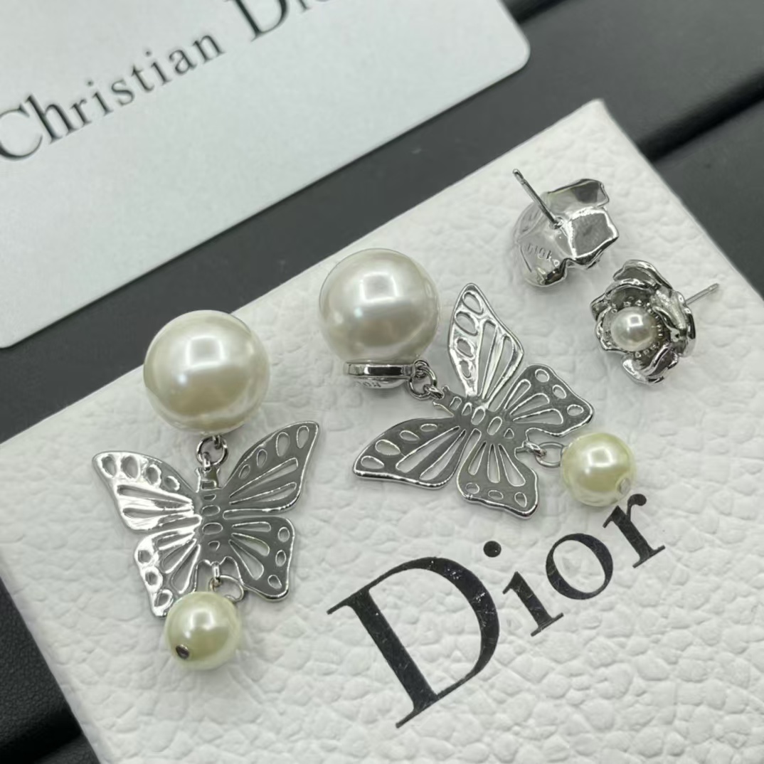 Buy replica Dior Silver Butterfly Pearl Earrings and replica jewelry from PICKS Jewelry