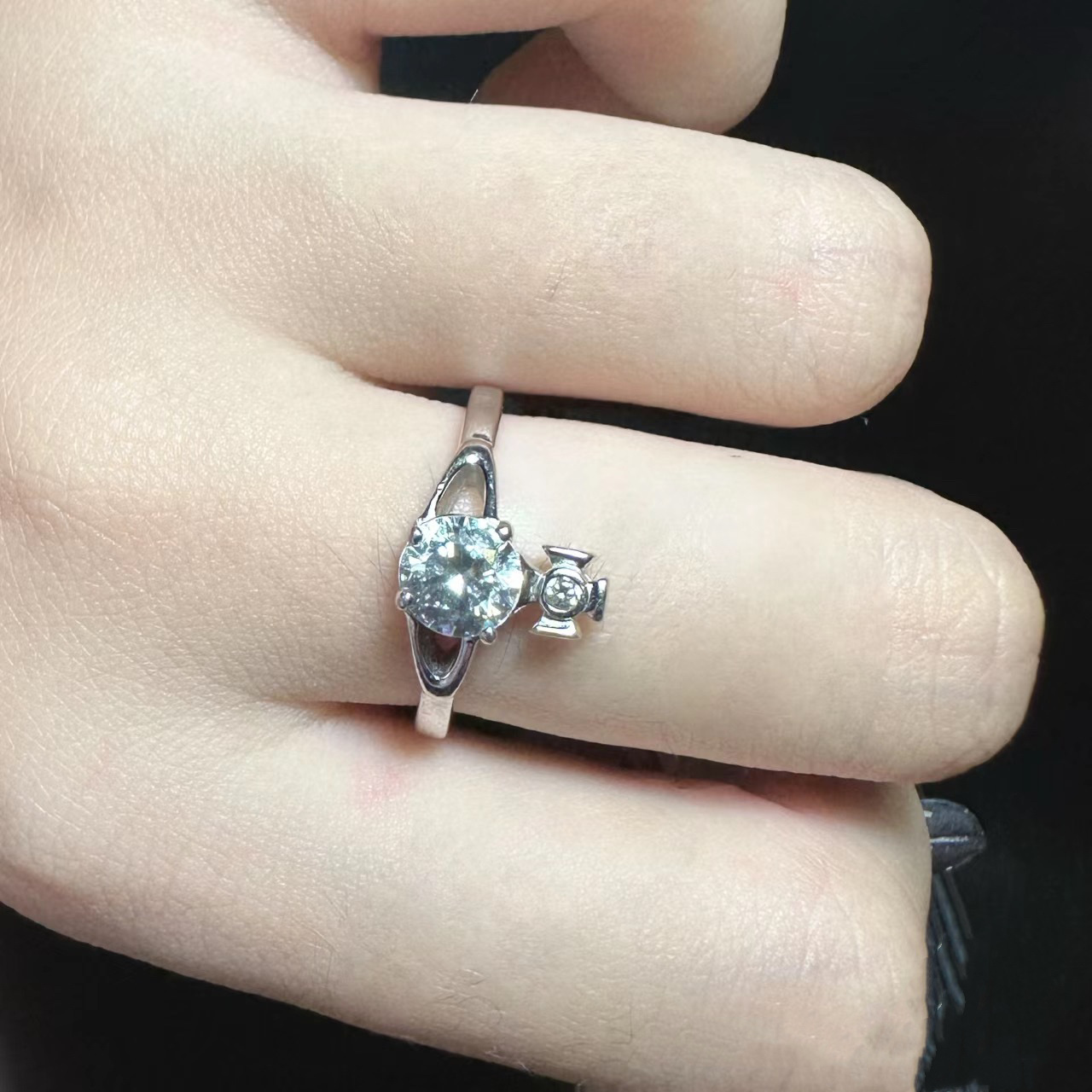 Buy replica Vivienne Westwood Silver Saturn Diamond Ring and replica jewelry from PICKS Jewelry