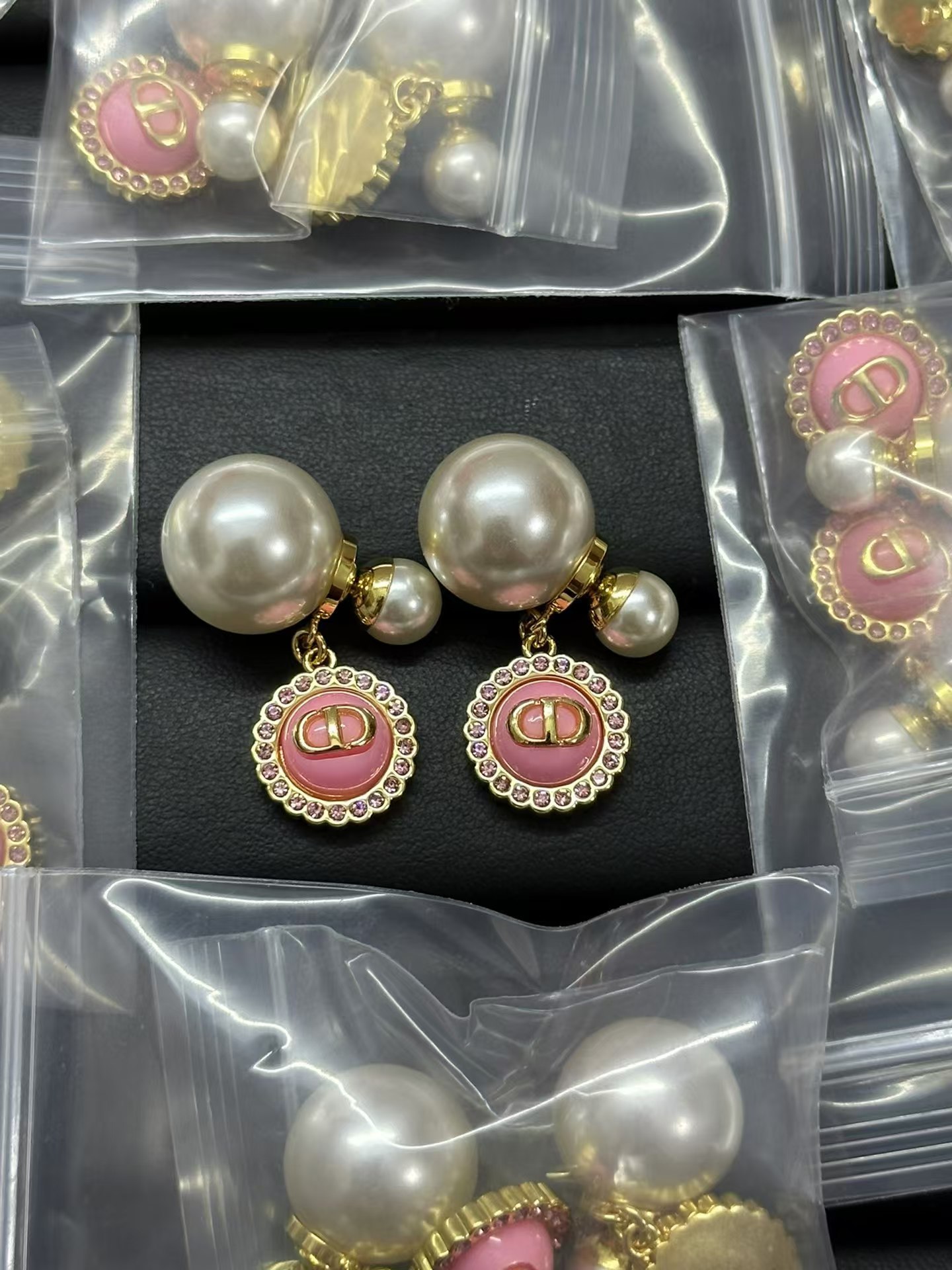Buy replica Dior Pink CD Tribales Pearl Earrings and replica jewelry from PICKS Jewelry