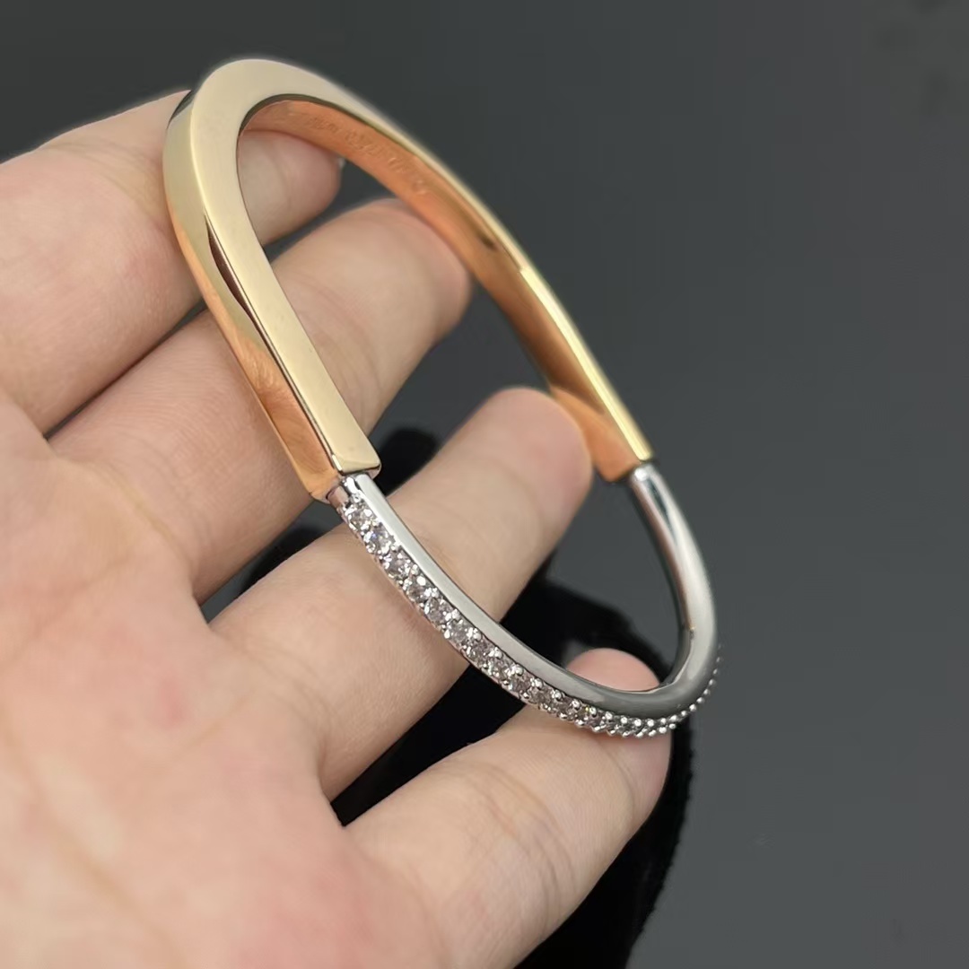 Buy replica Tiffany Lock Bangle Half Pavé Diamonds and replica jewelry from PICKS Jewelry