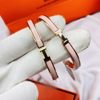Buy replica Hermes H Pink Enamel Bracelet and replica jewelry from PICKS Jewelry