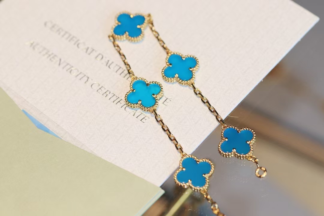 Buy replica Van Cleef & Arpels Blue Vintage Alhambra Five Clover Bracelet and replica jewelry from PICKS Jewelry