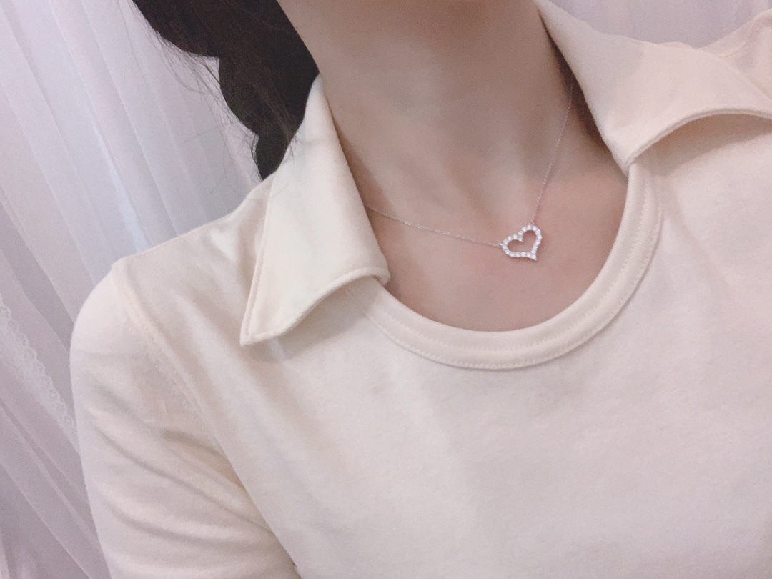 Buy replica Tiffany Medium Full Diamond Love Heart Pendant Necklace and replica jewelry from PICKS Jewelry
