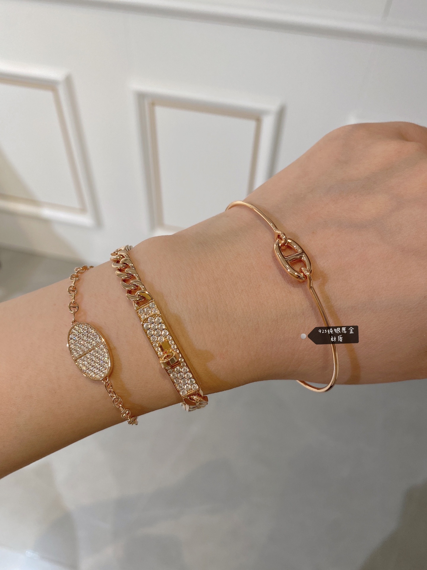 Buy replica Hermes New Diamond Paved Pig Nose Bracelet and replica jewelry from PICKS Jewelry
