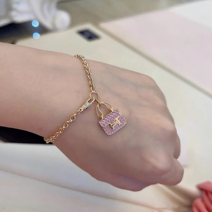 Buy replica Hermes Pink Diamond H Bag Bracelet and replica jewelry from PICKS Jewelry