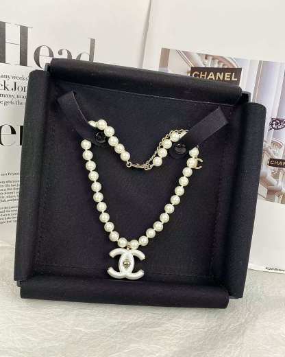 Buy replica Chanel Choker Necklace with White Double C Pendant and replica jewelry from PICKS Jewelry