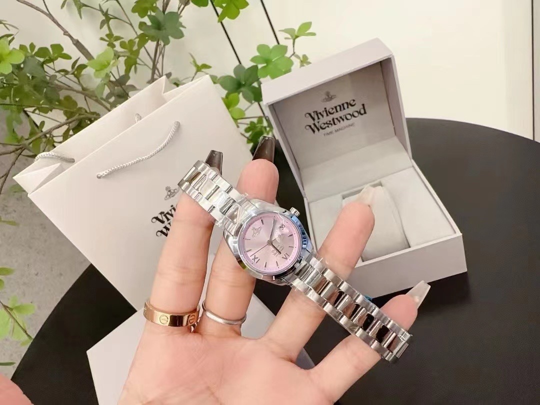 Buy replica Vivienne Westwood Light Pink Dial Saturn Watch - 28MM and replica jewelry from PICKS Jewelry