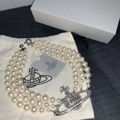 Buy replica Vivienne Westwood Three Row Pearl Necklace and replica jewelry from PICKS Jewelry