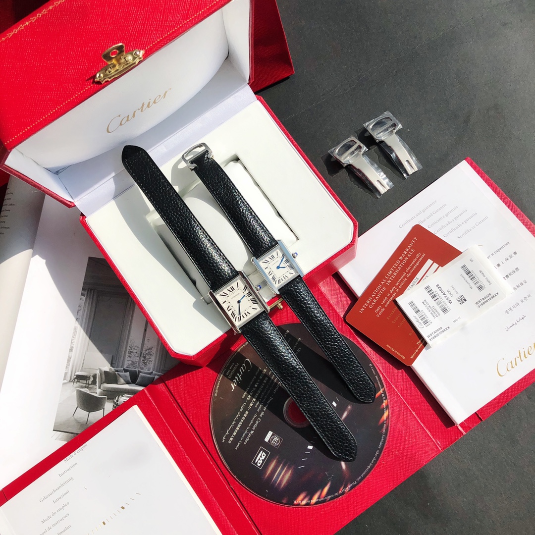Buy replica Cartier Classic Tank Series Calf Leather Strap Women Watch and replica jewelry from PICKS Jewelry