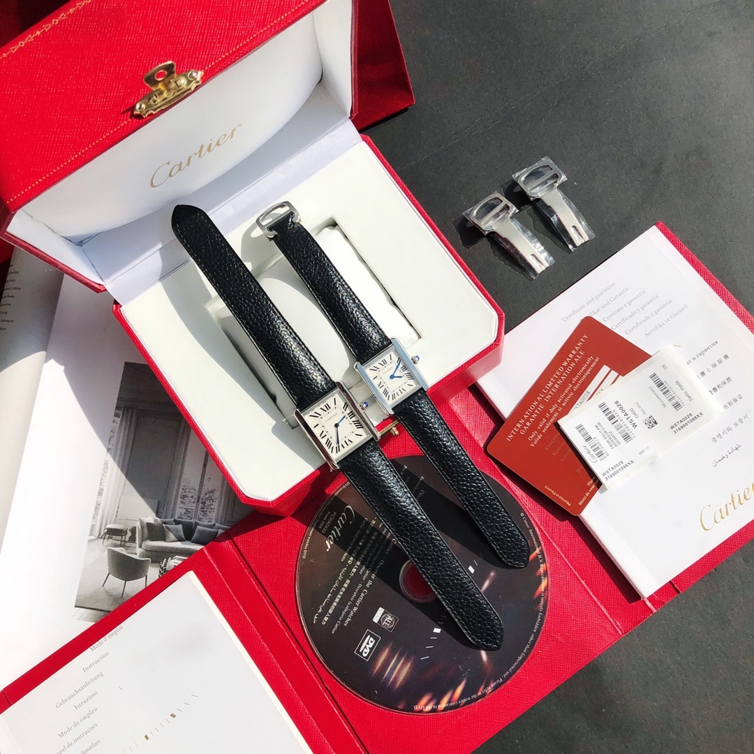 Buy replica Cartier Classic Tank Series Calf Leather Strap Women Watch and replica jewelry from PICKS Jewelry