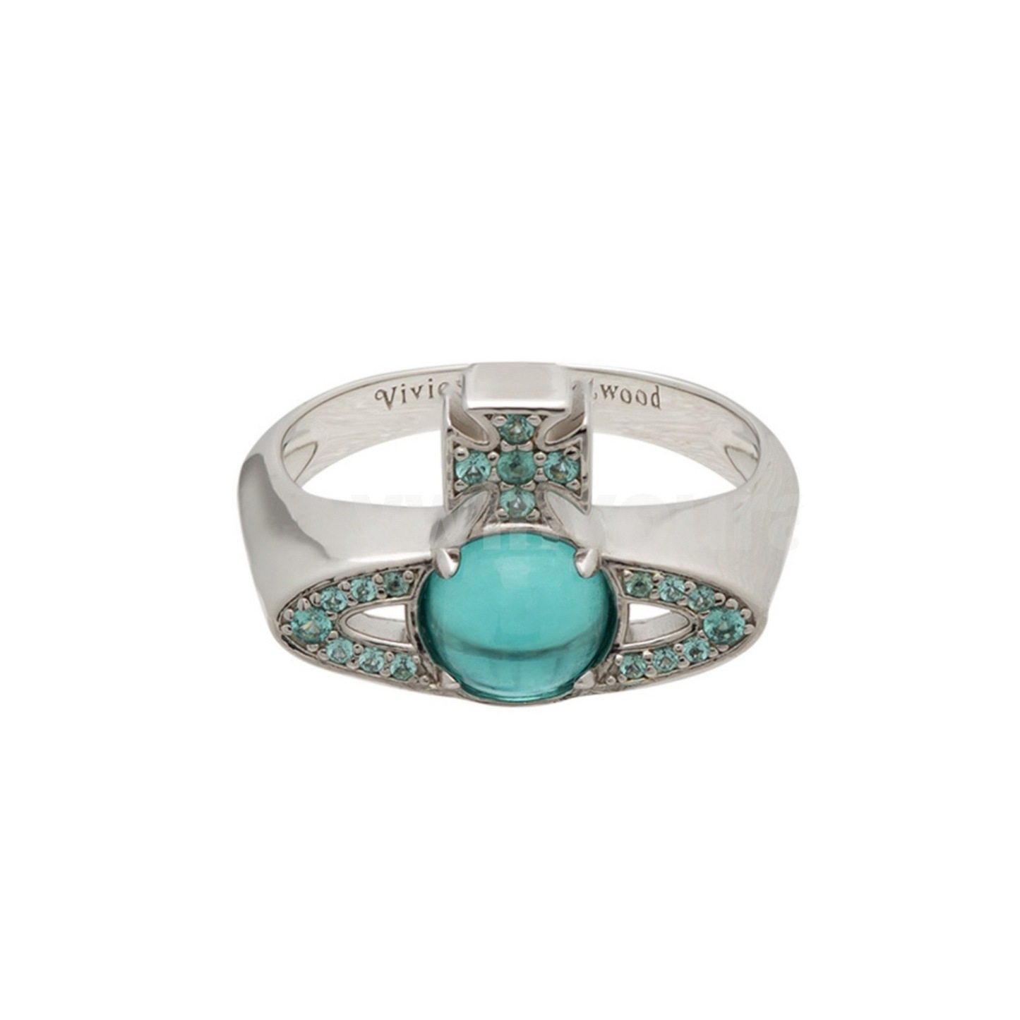Buy replica Vivienne Westwood Lake Blue Lucky Bead Saturn Ring and replica jewelry from PICKS Jewelry