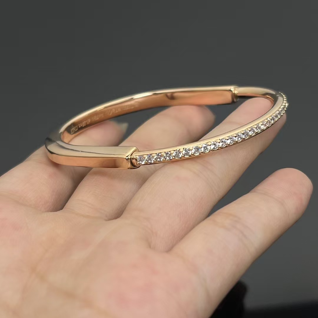 Buy replica Tiffany Lock Bangle Half Pavé Diamonds and replica jewelry from PICKS Jewelry