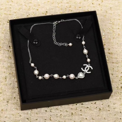 Buy replica Chanel Half Silver Chain Half Pearl Necklace and replica jewelry from PICKS Jewelry