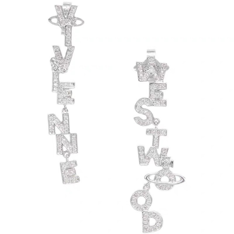 Buy replica Vivienne Westwood Letters Asymmetric Earrings and replica jewelry from PICKS Jewelry