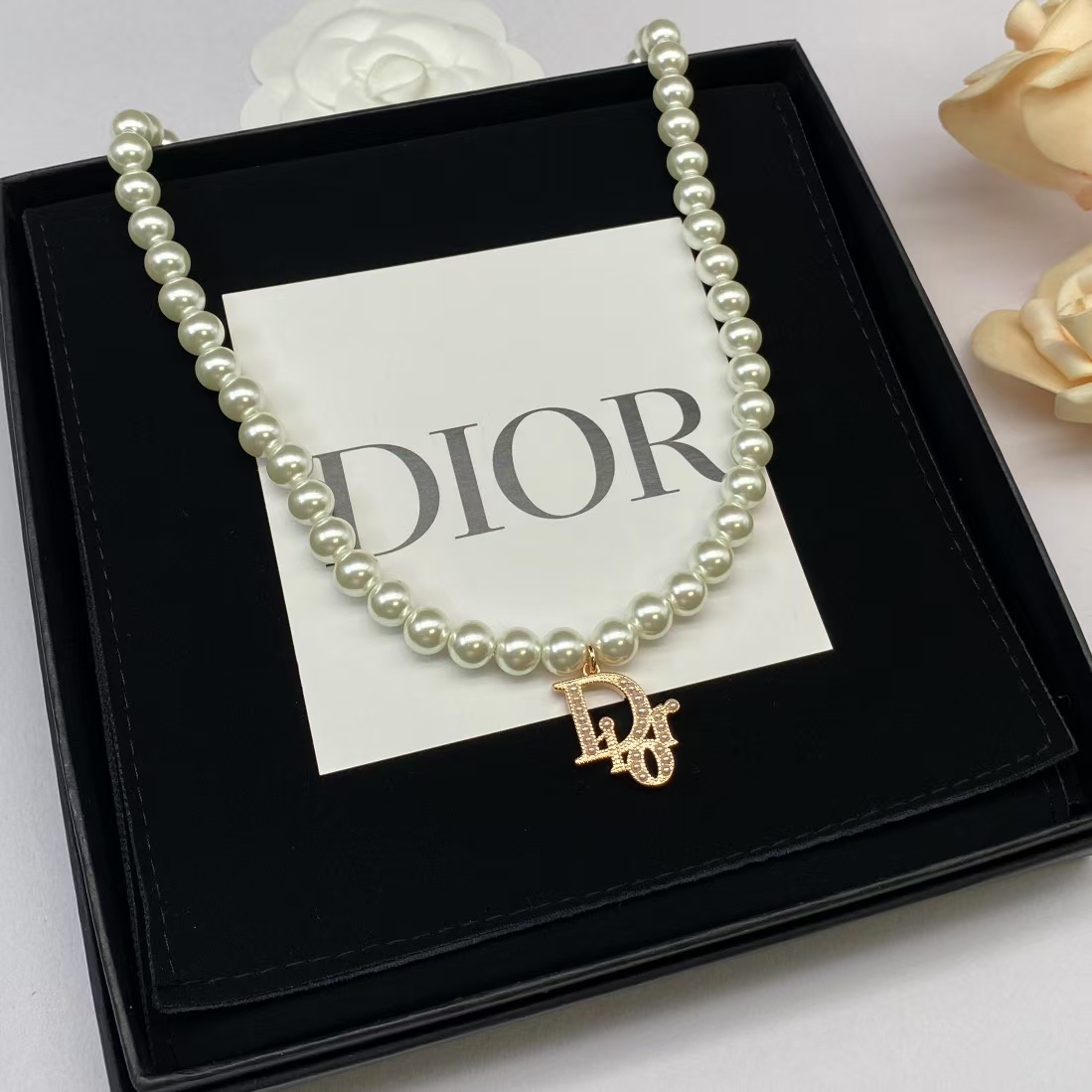 Buy replica Dior Letters Pendant Pearl Necklace and replica jewelry from PICKS Jewelry