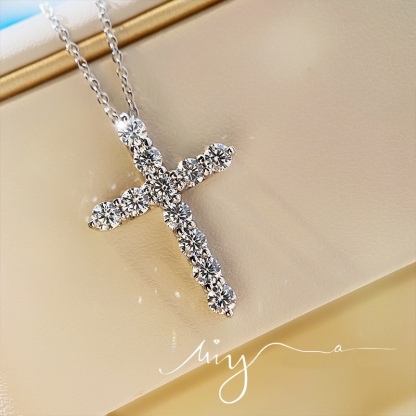 Buy replica Tiffany Full Diamond Cross Pendant Necklace and replica jewelry from PICKS Jewelry
