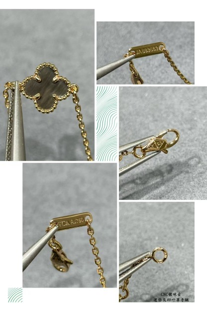 Buy replica Van Cleef & Arpels Natural Grey Mother of Pearl Single Clover Bracelet and replica jewelry from PICKS Jewelry
