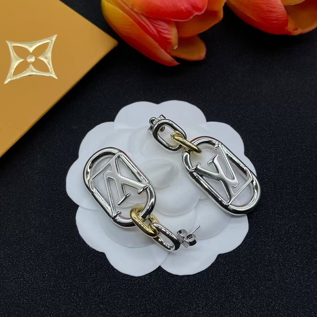 Buy replica Louis Vuitton Hollow LV Letter Long Earrings and replica jewelry from PICKS Jewelry