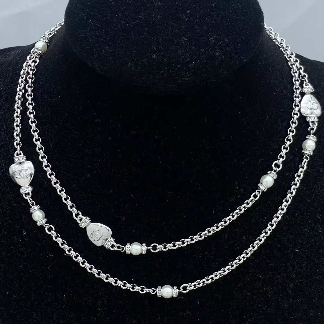 Buy replica Chanel Silver Two Rows Chain Necklace and replica jewelry from PICKS Jewelry