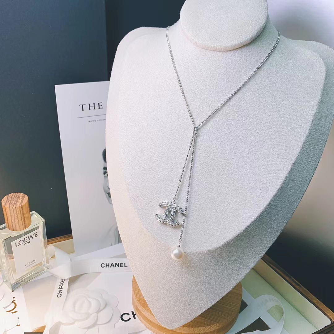 Buy replica Chanel Silver Color Tassel Pendant Necklace and replica jewelry from PICKS Jewelry