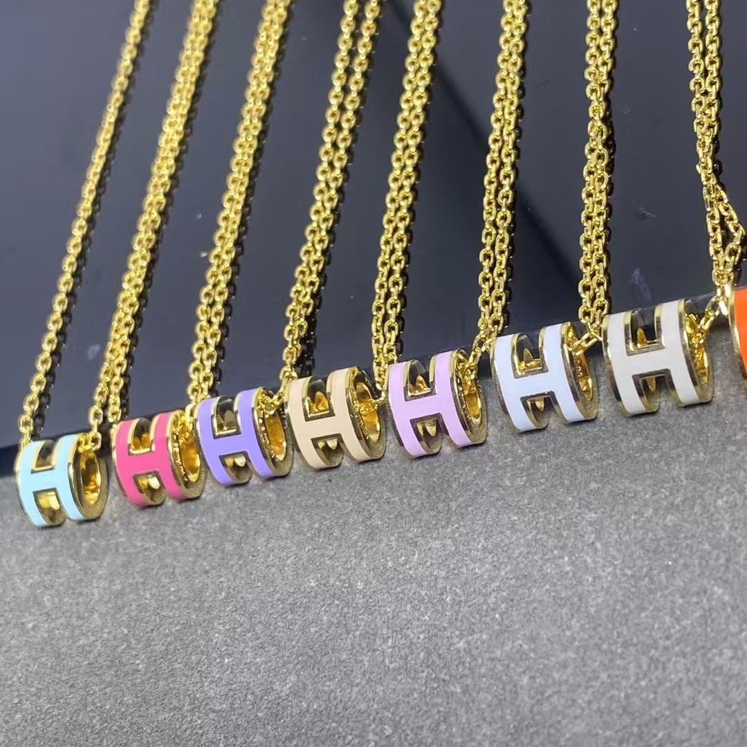 Buy replica Hermes Mini Enamel H Pendant Necklace and replica jewelry from PICKS Jewelry