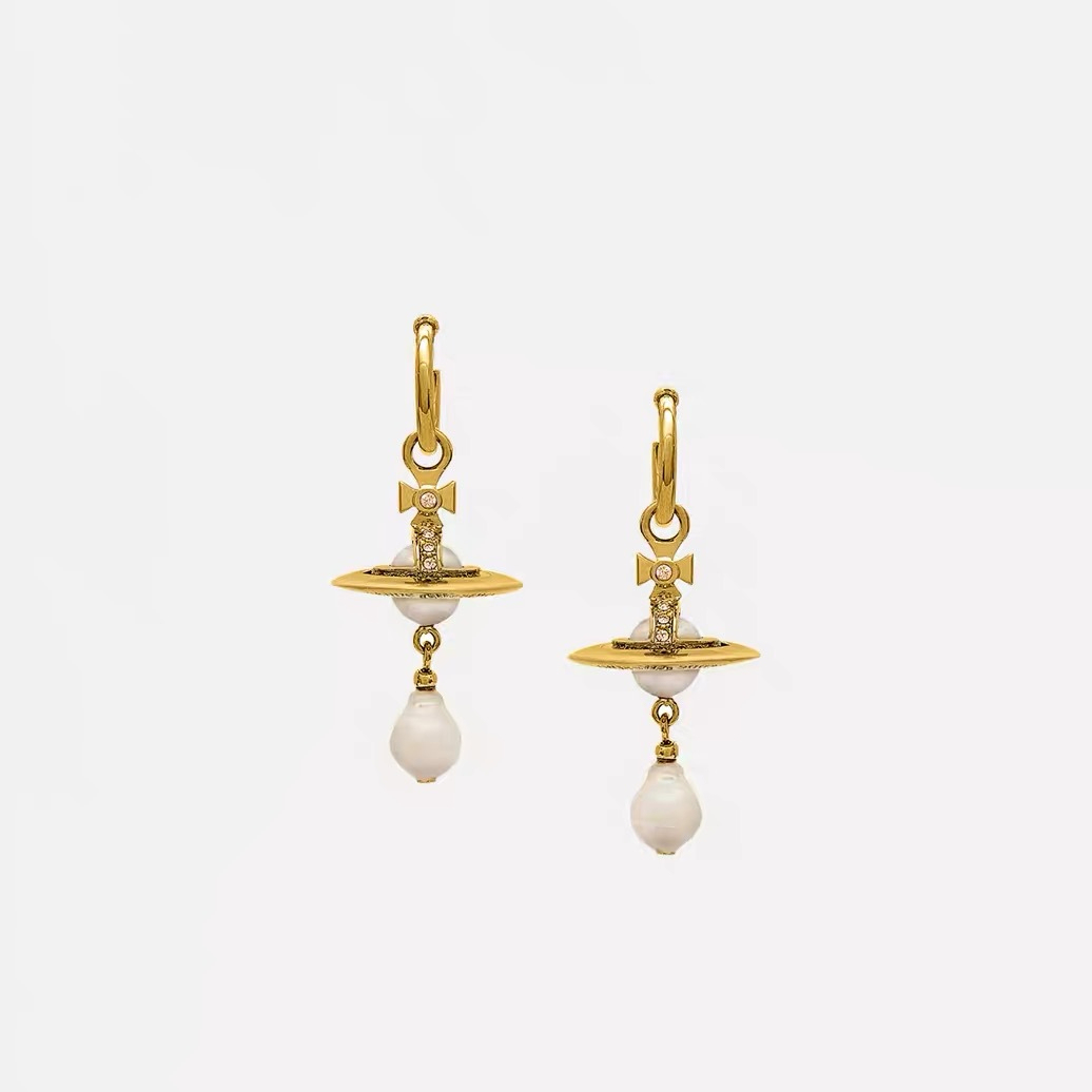 Buy replica Vivienne Westwood Baroque Pearl Drop Saturn Earring and replica jewelry from PICKS Jewelry