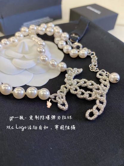 Buy replica Chanel Hollow Big Double C Pendant Pearl Necklace and replica jewelry from PICKS Jewelry